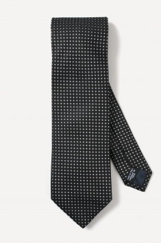 Cravate en soie noire à petits pois