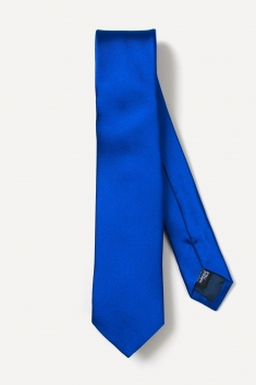 Cravate fine en soie bleu indigo
